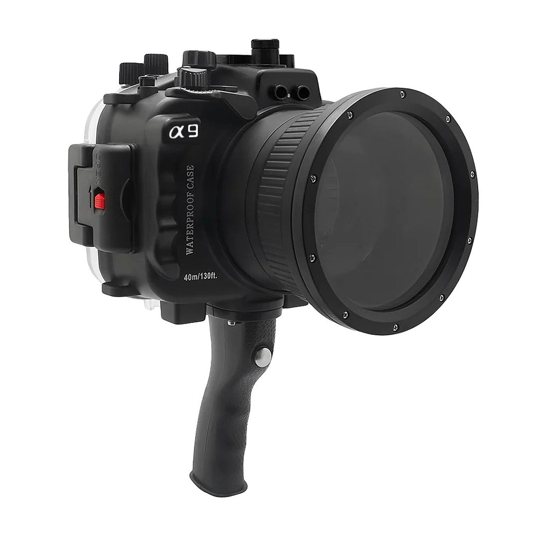 Sony A9 PRO V.3 Series 40M/130FT Underwater camera housing with shutter grip (Standard port) Zoom ring for FE16-35 F4 included.Black