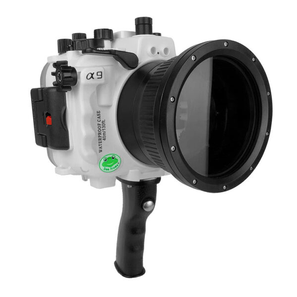 Sony A9 PRO V.3 Series 40M/130FT Underwater camera housing with shutter grip (Standard port) Zoom ring for FE16-35 F4 included.White