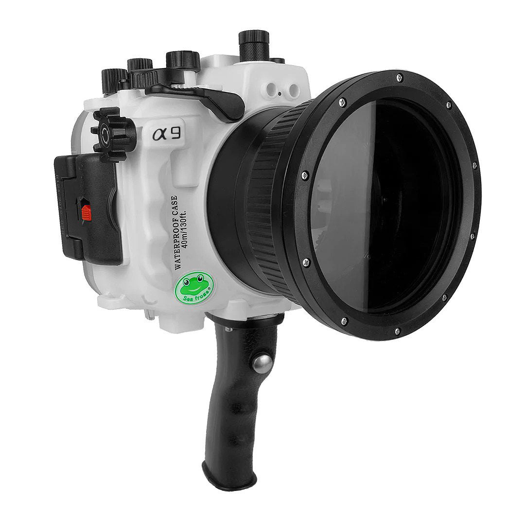 Sony A9 PRO V.3 Series 40M/130FT Underwater camera housing with shutter grip (Standard port) Zoom ring for FE16-35 F4 included.White