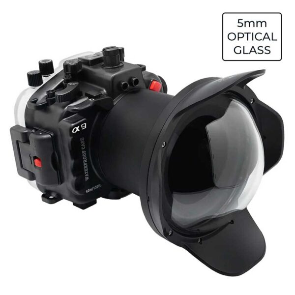 Sony A9 PRO V.3 Series FE16-35mm F2.8 GM (zoom gear included) UW camera housing kit with 6" Optical Glass Dome port V.2 (without standard port).Black
