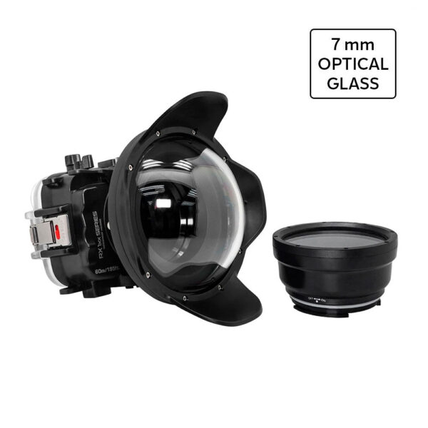 60M/195FT Waterproof housing for Sony RX1xx series Salted Line with 6" Optical Glass Dry Dome Port (Black)