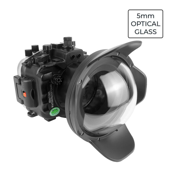 Sony A9 II PRO FE12-24mm f4 UW camera housing kit with 6" Optical Glass Dome port V.10 (without standard port) Zoom rings for Sony FE12-24 F4 and FE16-35 F4.Black