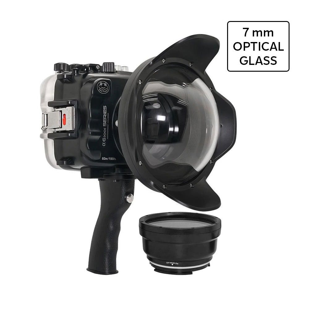 SeaFrogs UW housing for Sony A6xxx series Salted Line with shutter grip & 6" Optical Glass Dry dome port (Black) / GEN 3