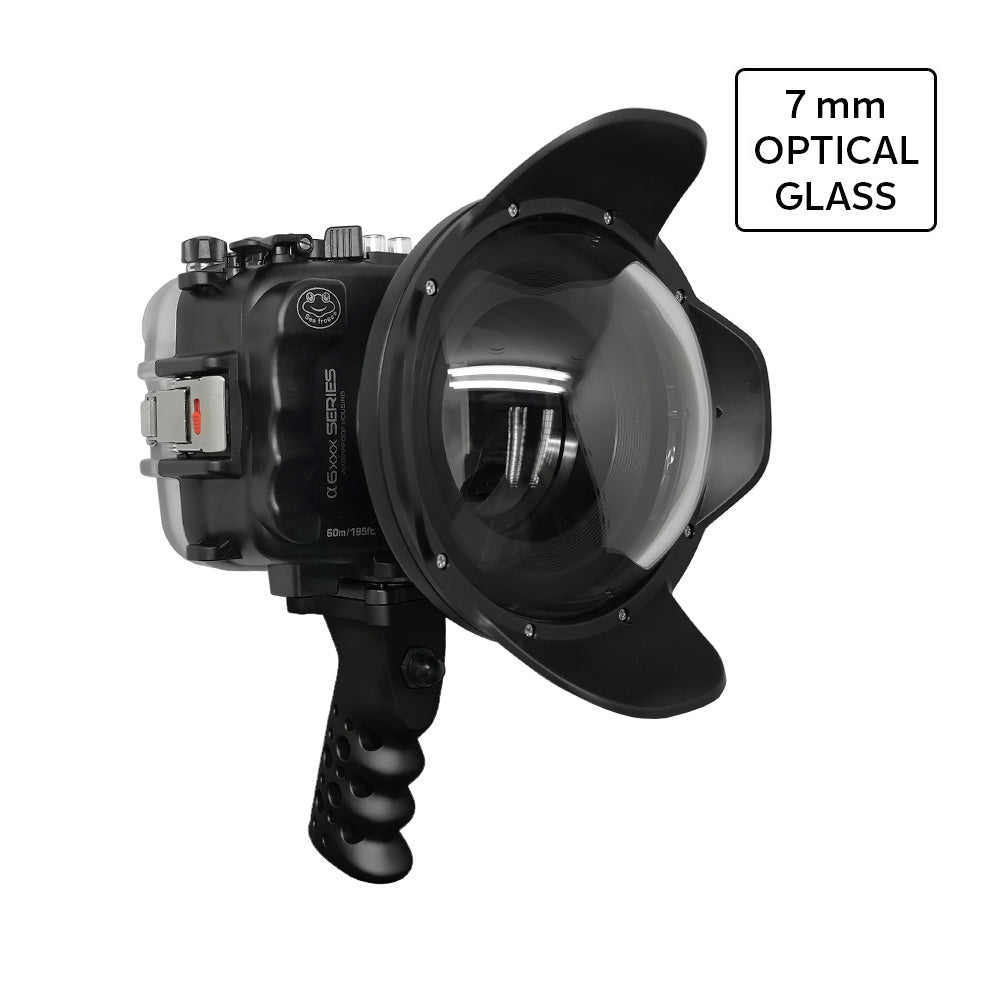 SeaFrogs UW housing for Sony A6xxx series Salted Line with Aluminium Shutter Grip & 6" Optical Glass Dry dome port (Black) / GEN 3