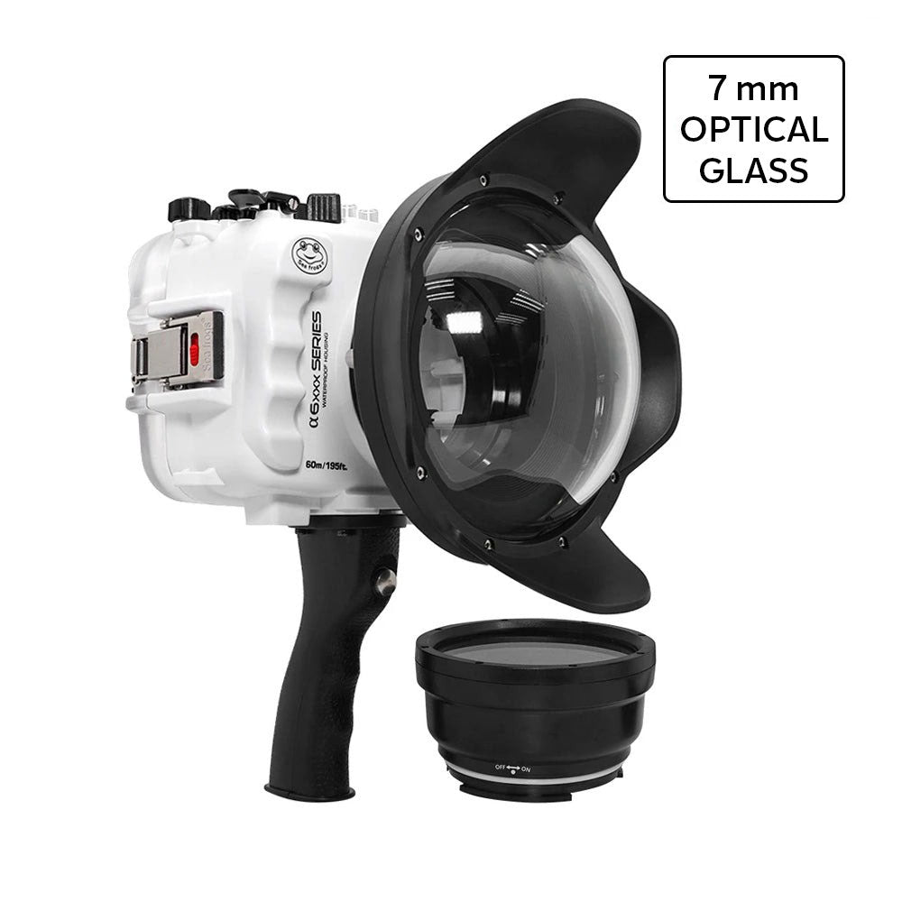SeaFrogs UW housing for Sony A6xxx series Salted Line with shutter grip & 6" Optical Glass Dry dome port (White) / GEN 3