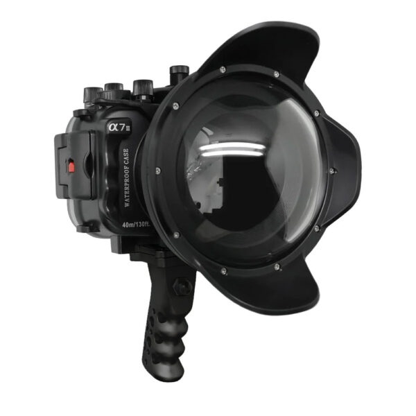 Sony A7 II NG V.2 Series 40M/130FT UW housing with 6" Dome port & Aluminium Shutter Grip (Standard port) Black
