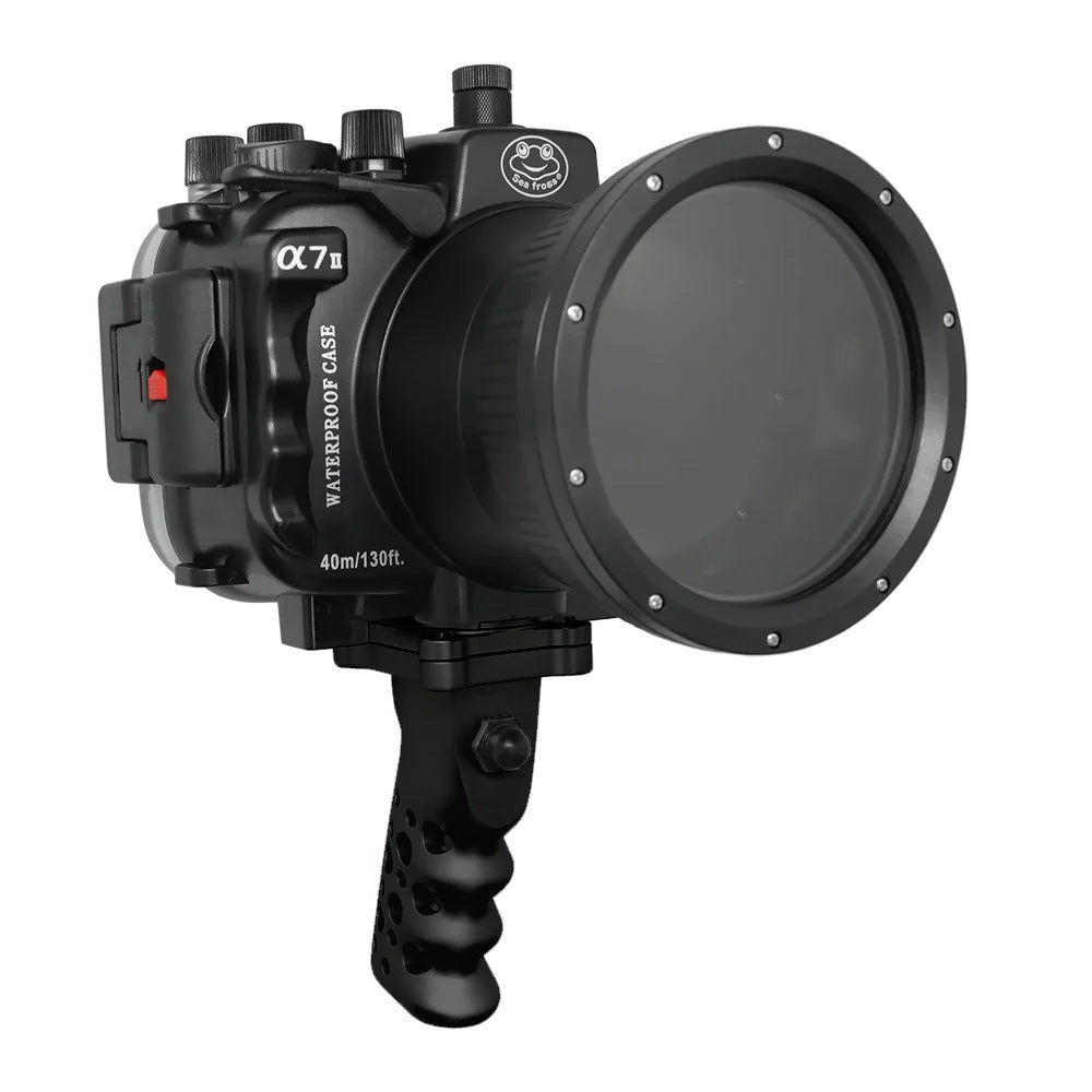 Sony A7 II NG V.2 Series 40M/130FT Underwater camera housing with Aluminium Shutter Grip (Long port) Black