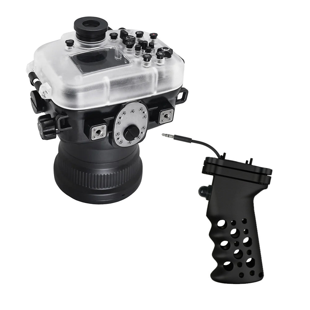 Sony A7 II NG V.2 Series 40M/130FT Underwater camera housing with Aluminium Shutter Grip (Long port) Black - Image 5