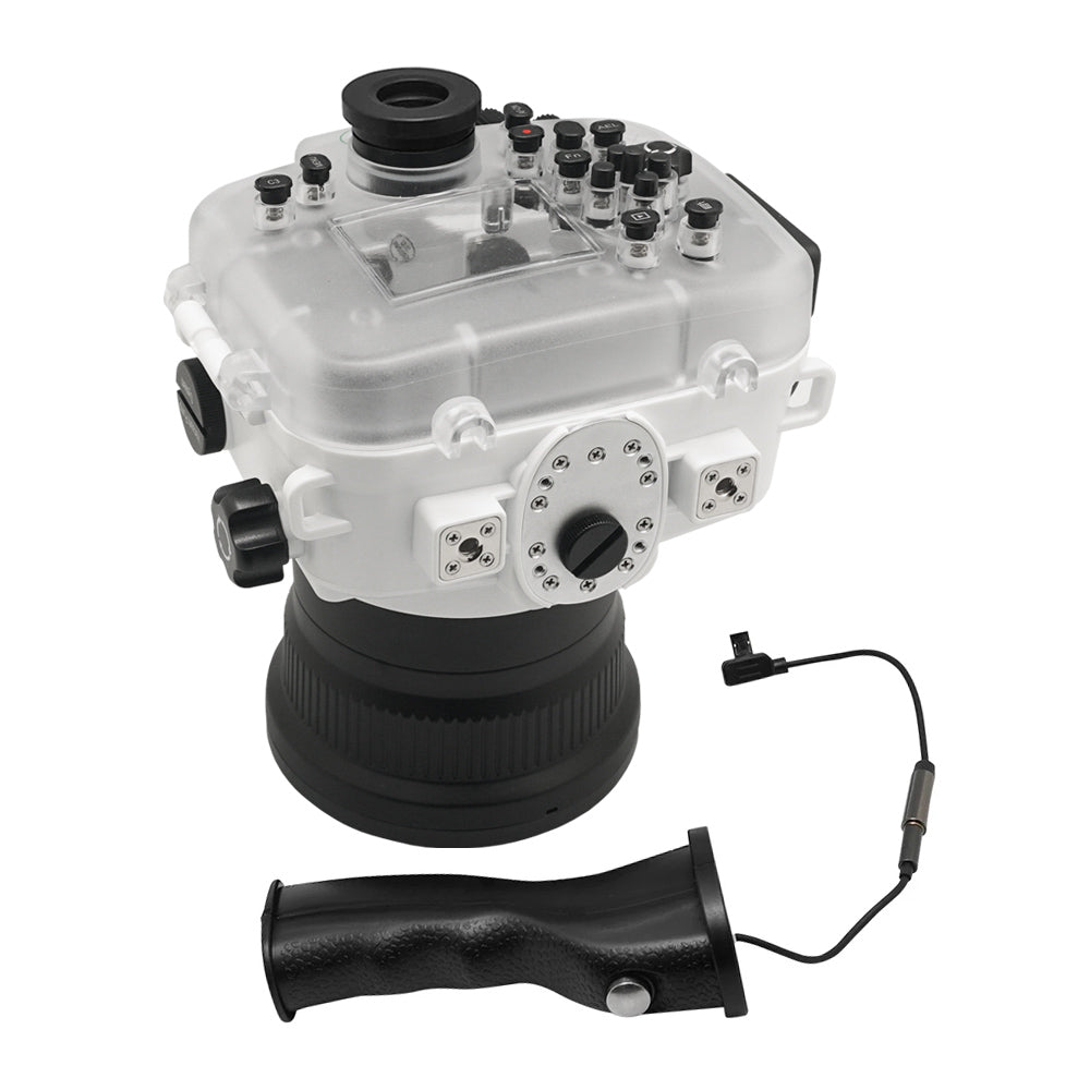 Sony A9 PRO V.3 Series 40M/130FT Underwater camera housing with shutter grip (Standard port) Zoom ring for FE16-35 F4 included.White - Image 4