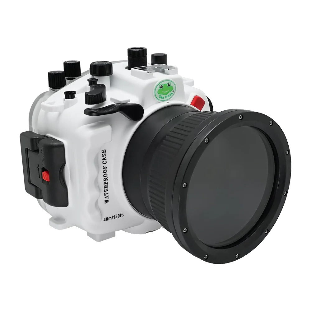 Sony A9 II Underwater camera housing with 6" Optical Glass Flat Long Port for Sony FE24-105 F4 (and standard port).White - Image 2