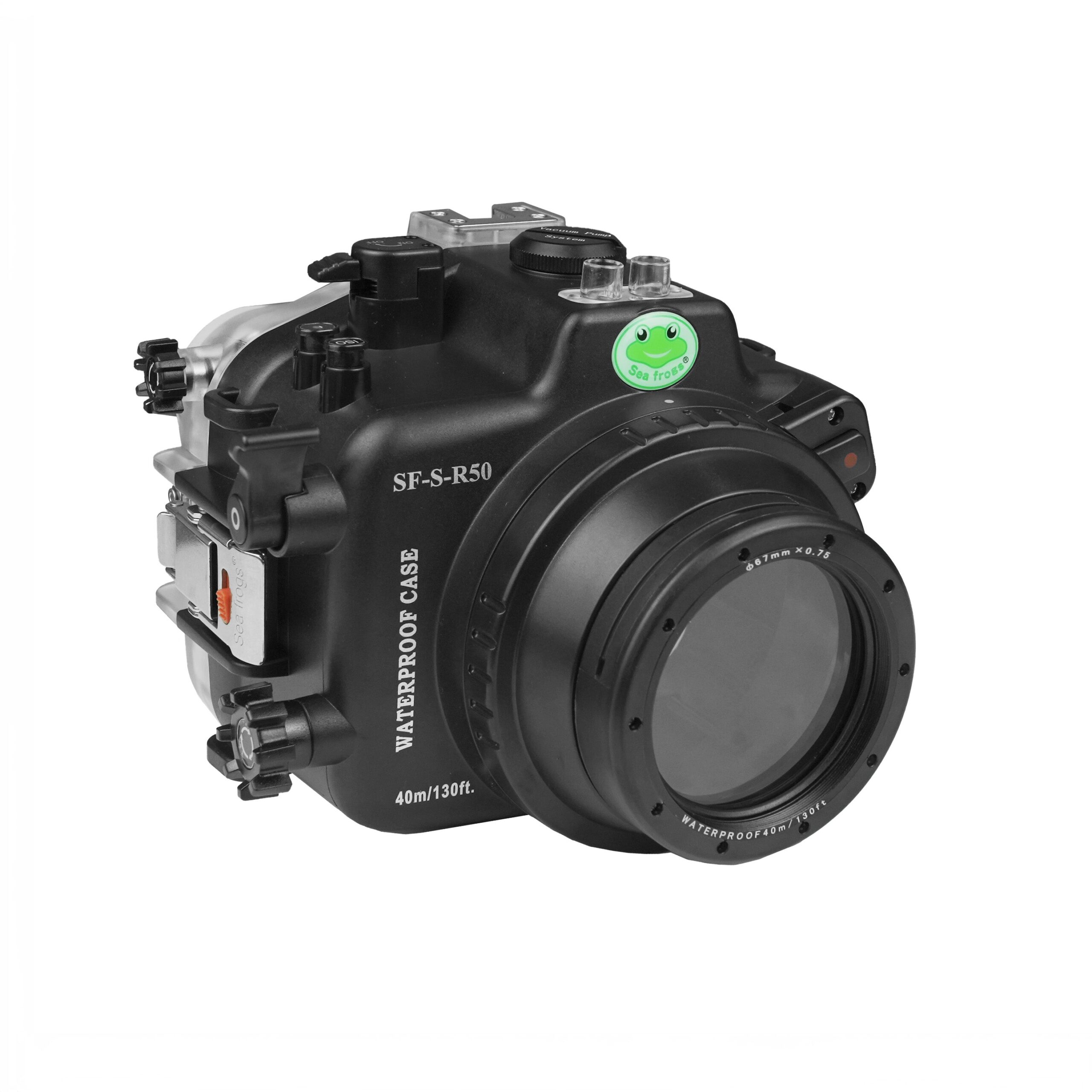 SeaFrogs Canon EOS R50 RF-S 18-45mm 40m/130ft Underwater Camera Housing with 67mm threaded flat short port (with zoom gear).