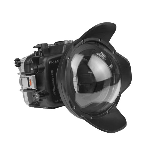 Sea Frogs Canon EOS R50 40m/130ft Underwater Camera Housing with 6" Dome Port (Canon RF-S 18-45mm f/4.5-6.3 IS STM zoom gear)