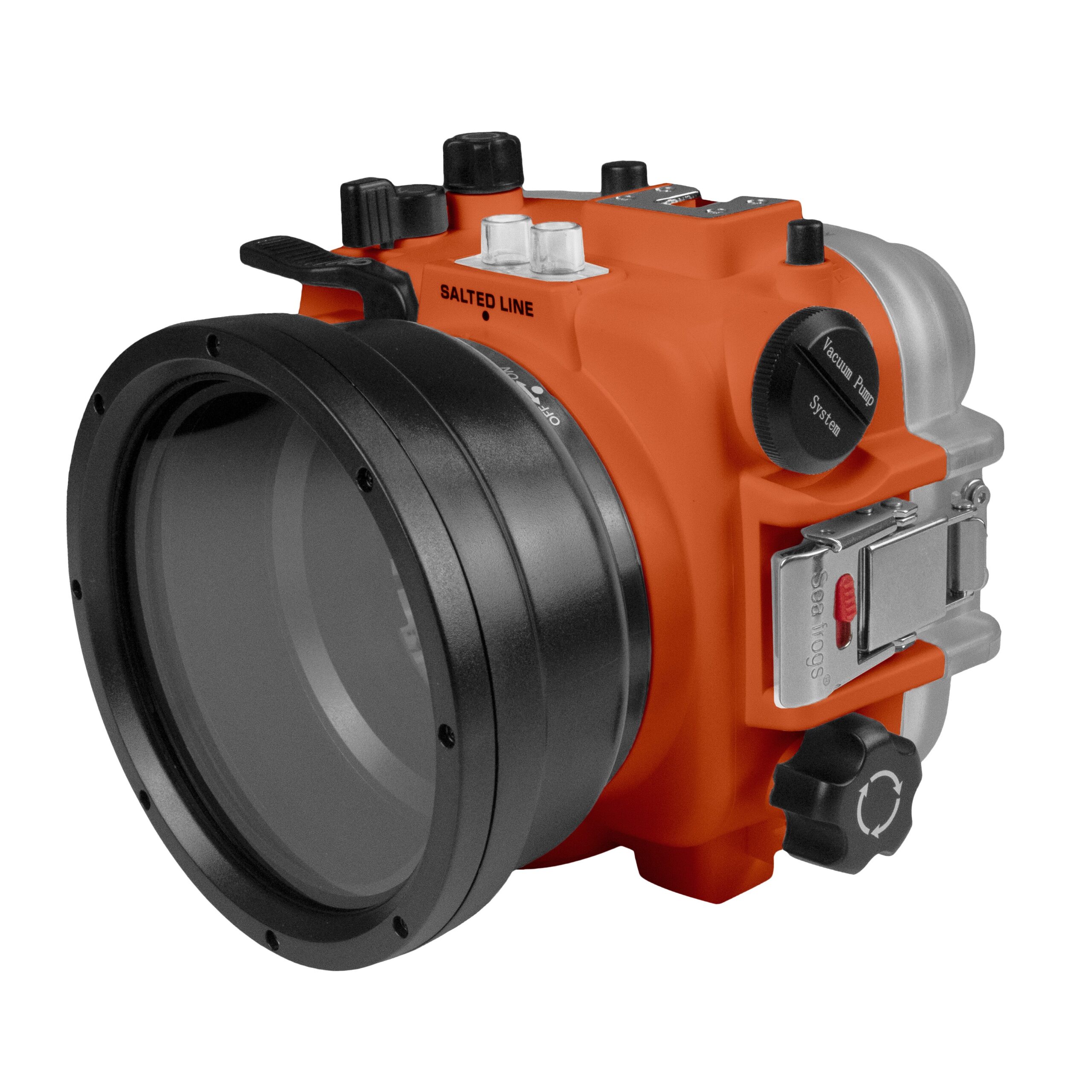 60M/195FT Waterproof housing for Sony RX1xx series Salted Line with Shutter grip & 6" Dry Dome Port - Surf (Orange) - Image 2