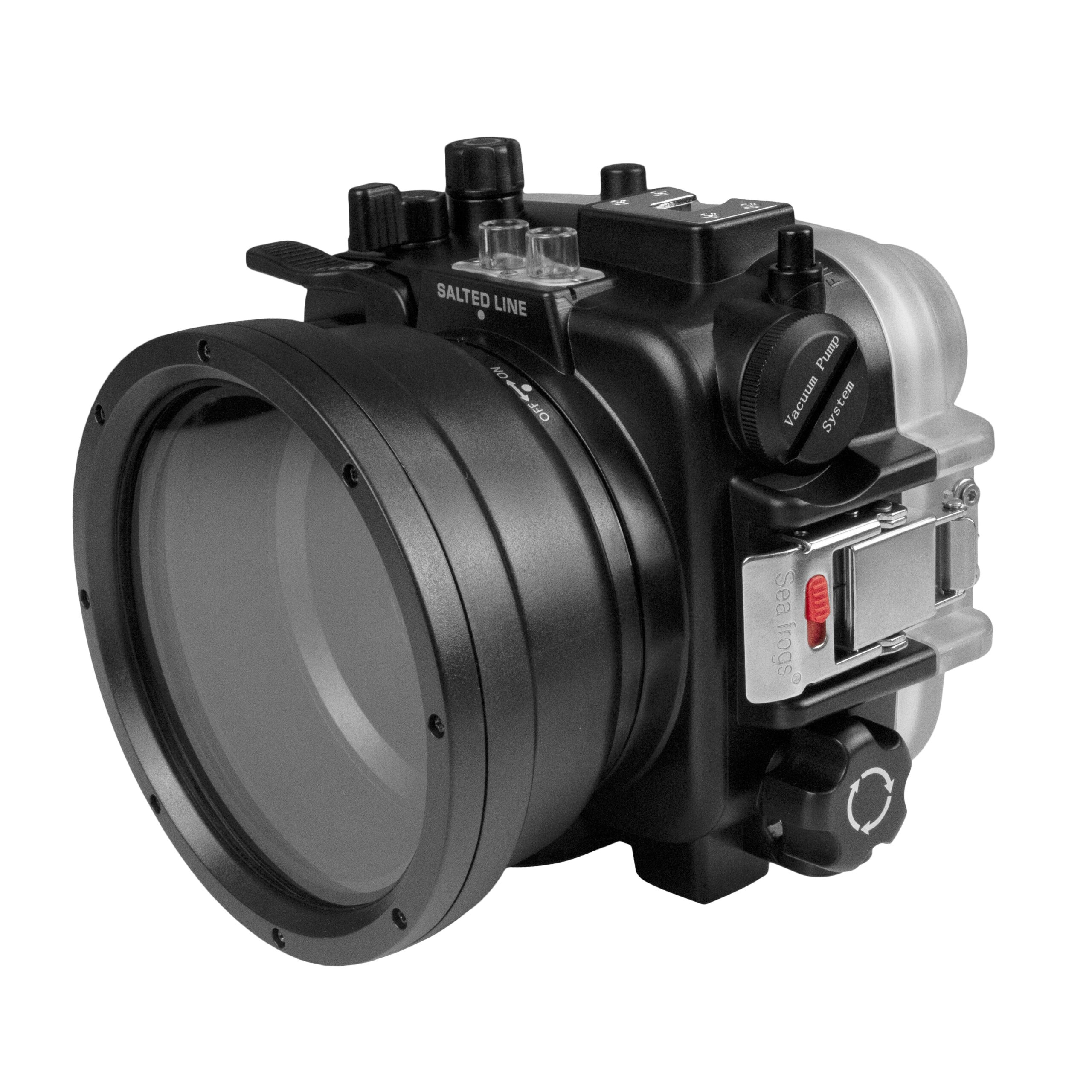60M/195FT Waterproof housing for Sony RX1xx series Salted Line with Shutter grip & 6" Optical Glass Dry Dome Port (Black) - Image 3