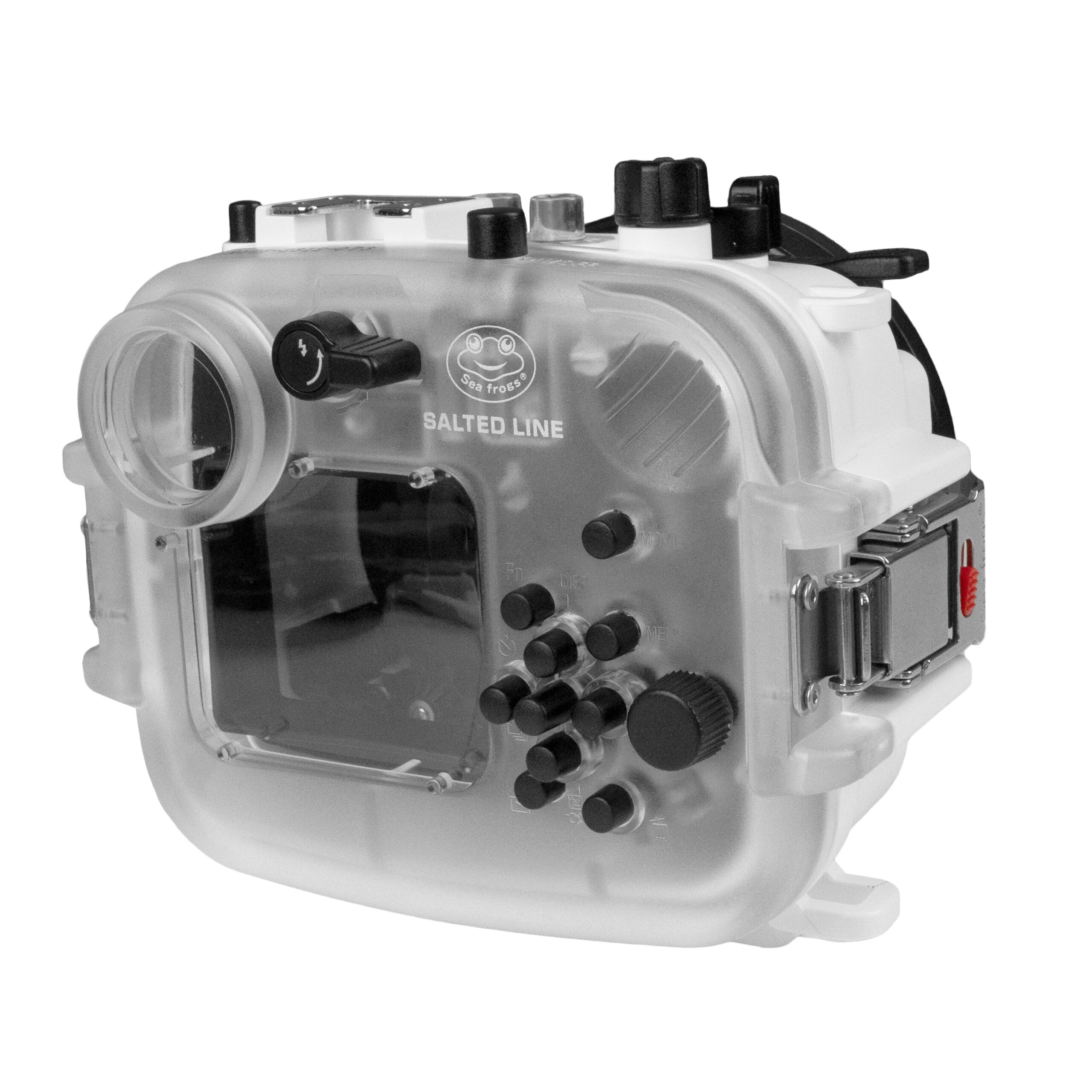 60M/195FT Waterproof housing for Sony RX1xx series Salted Line with Aluminium Shutter Grip & 6" Dry Dome Port - Surf (White) - Image 5