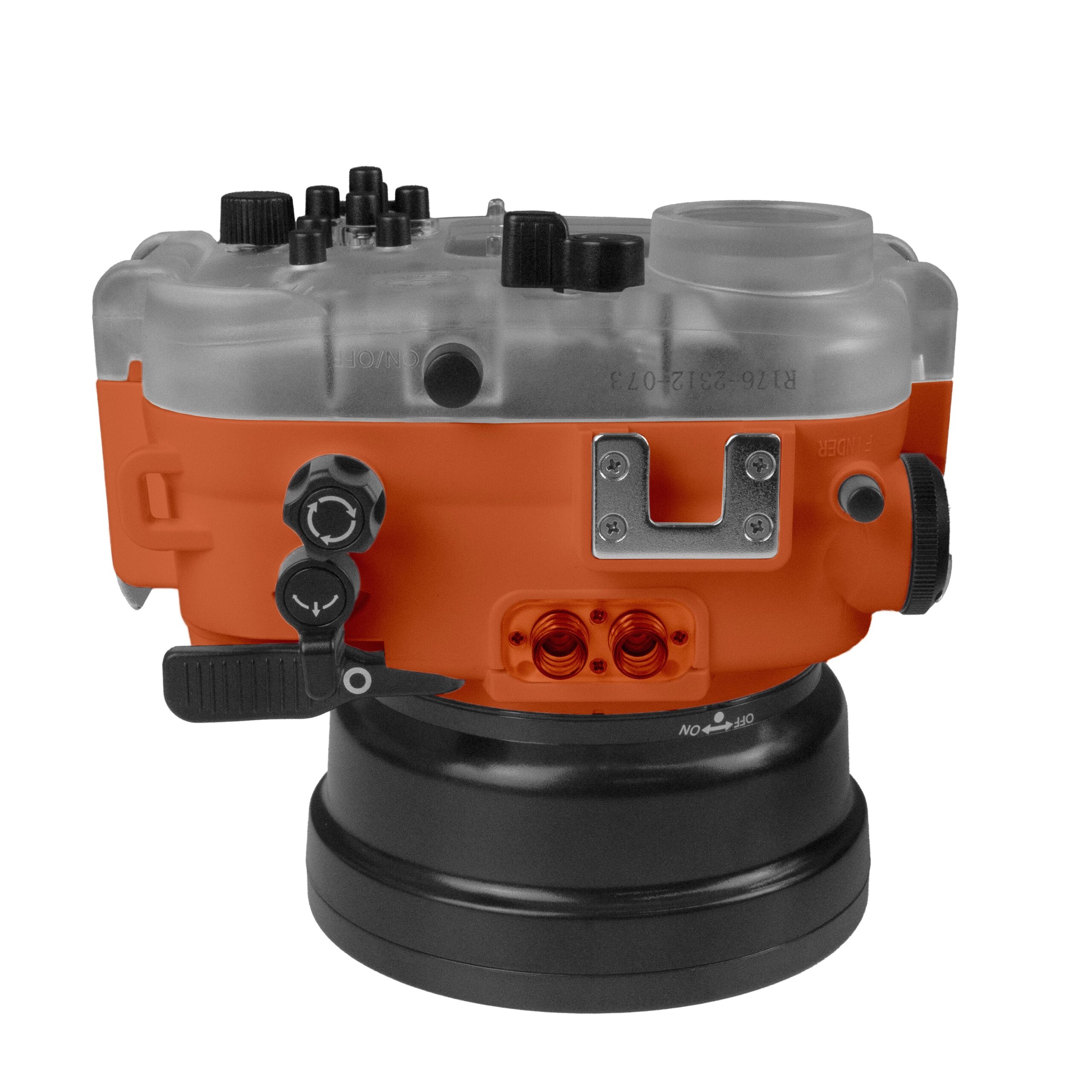 60M/195FT Waterproof housing for Sony RX1xx series Salted Line with Aluminium Shutter Grip & 6" Dry Dome Port - Surf (Orange) - Image 4
