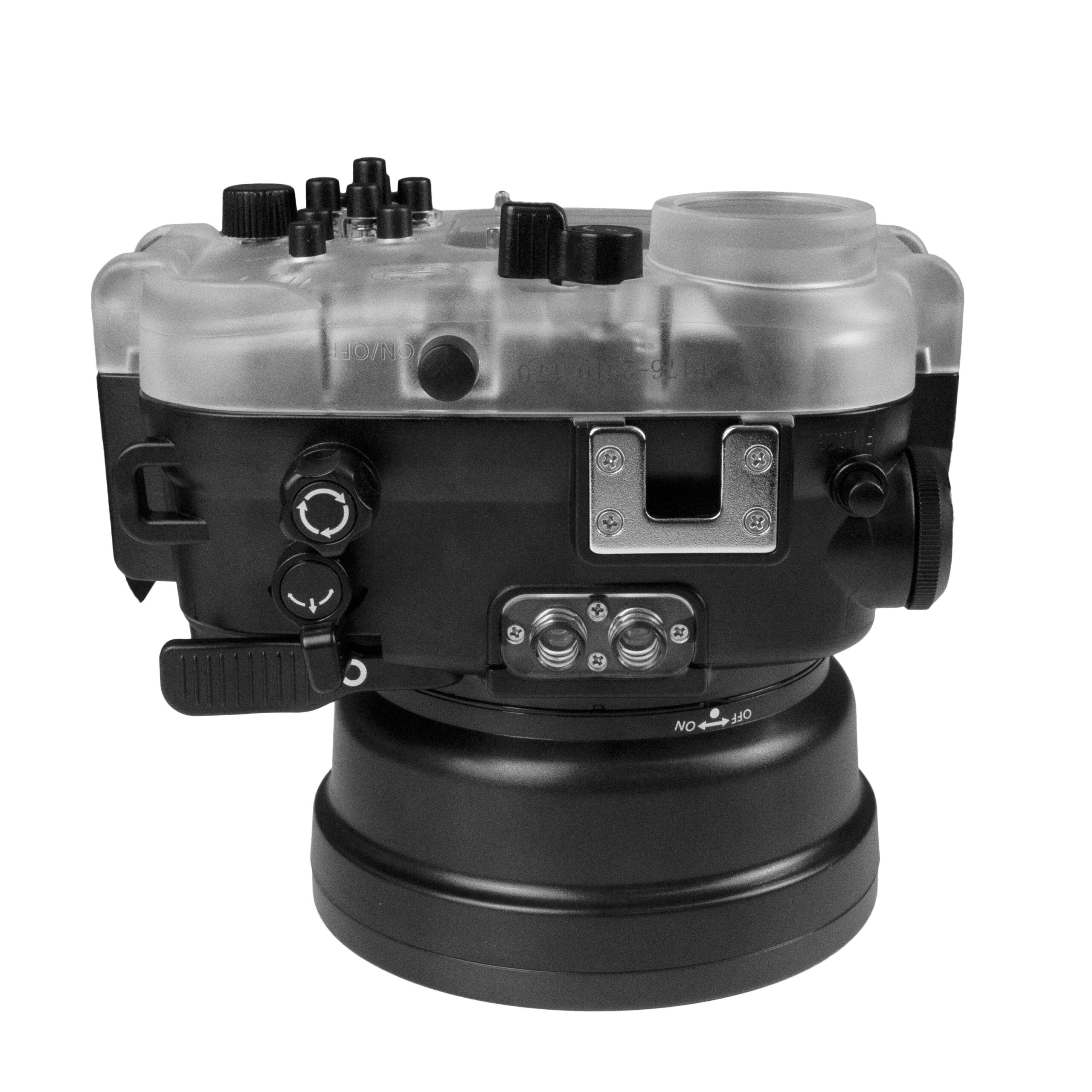 60M/195FT Waterproof housing for Sony RX1xx series Salted Line with Aluminium Shutter Grip & 6" Dry Dome Port (Black) - Image 4