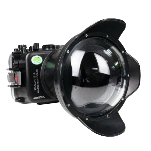 Sea Frogs Sony ZV-E10 40M/130FT Underwater camera housing with 6" Dome port V.2 for FE16-35mm F2.8 GM (zoom gear included).