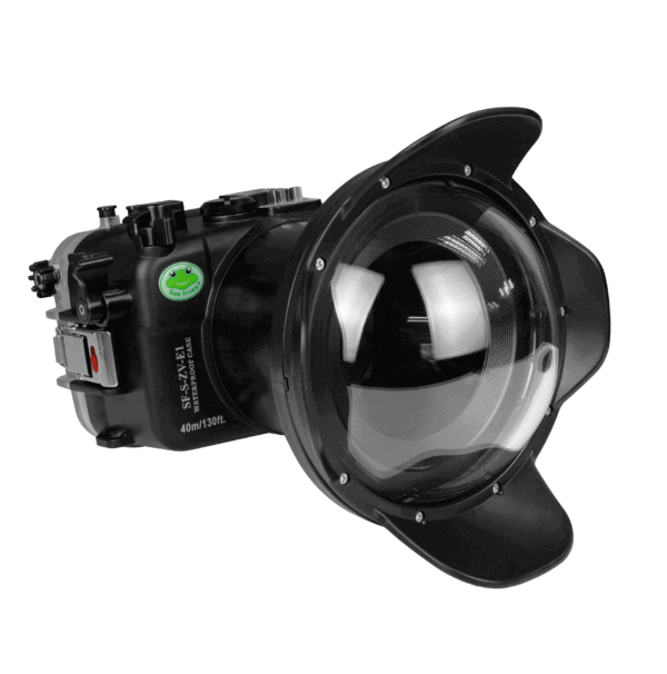 Sony ZV-E1 40M/130FT Underwater camera housing with 6" Dome port V.2 for FE16-35mm F2.8 GM (zoom gear included).
