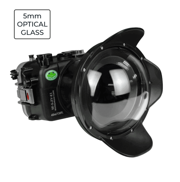 Sony ZV-E1 40M/130FT Underwater camera housing with 6" Optical Glass Dome port V.10 for FE12-24mm F4 (Zoom rings for FE12-24 F4 and FE16-35 F4 included).