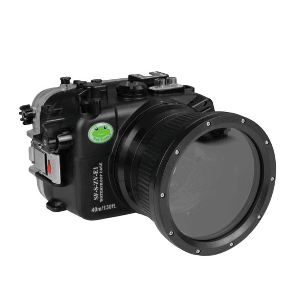 Sea Frogs Sony ZV-E1 40M/130FT Waterproof camera housing with 4" Glass flat port for Sony FE PZ 16-35mm f/4 G