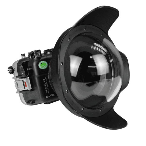 Sony ZV-E1 40M/130FT Underwater camera housing with 8" Dome port V.10 (FE16-35mm F2.8 GM II Zoom gear included).