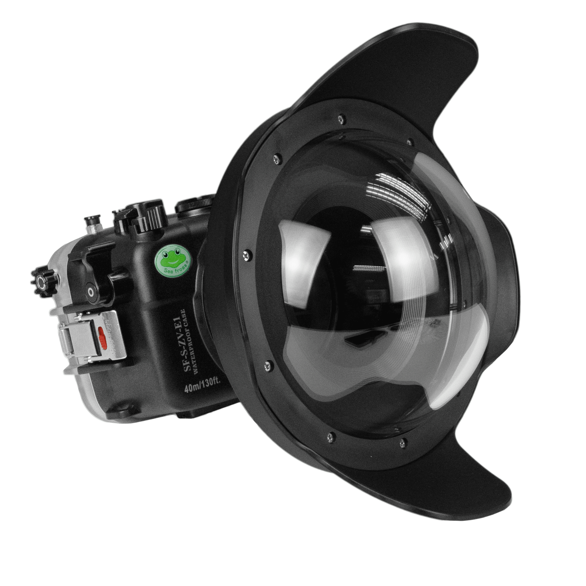 Sony ZV-E1 40M/130FT Underwater camera housing with 8" Dome port V.10 (FE16-35mm F2.8 GM II Zoom gear included).