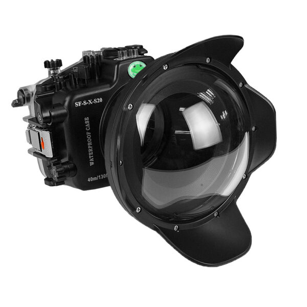 Fujifilm X-S20 40M/130FT Waterproof camera housing with acrylic 6" Dome Port for XF 18-55mm lens.