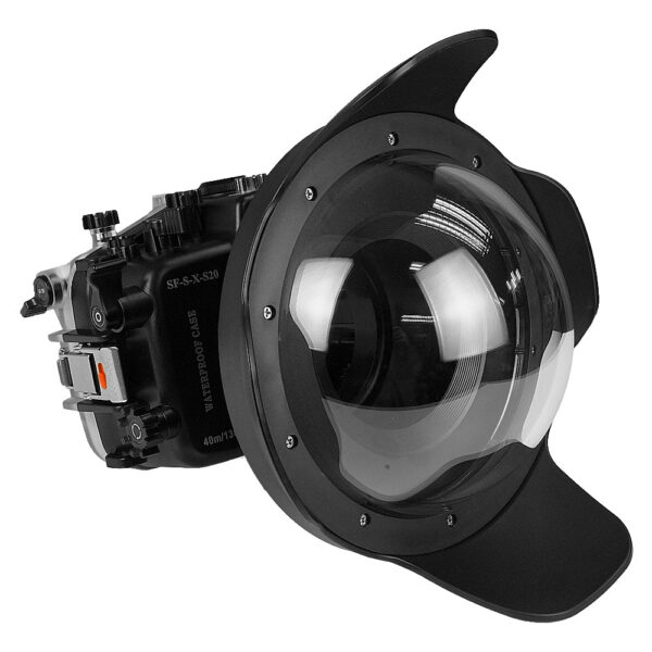 Fujifilm X-S20 40M/130FT Waterproof camera housing with acrylic 8" Dome Port for XF 18-55mm lens.
