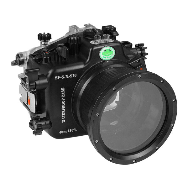 Fujifilm X-S20 40M/130FT Waterproof camera housing with glass 4" flat port for XF 18-55mm lens.