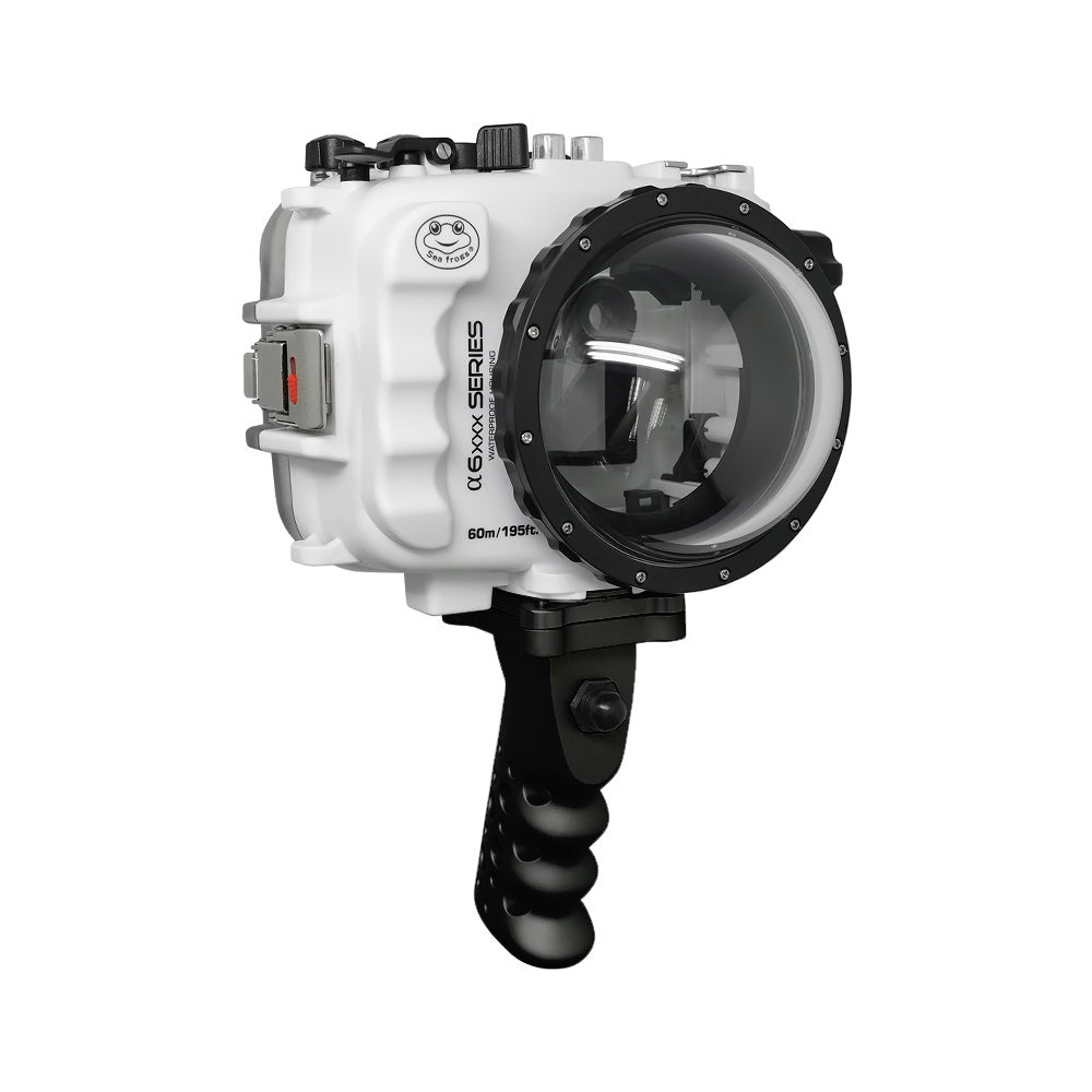 SeaFrogs UW housing for Sony A6xxx series Salted Line with Aluminium Shutter Grip & 4" Dry Dome Port (White) / GEN 3