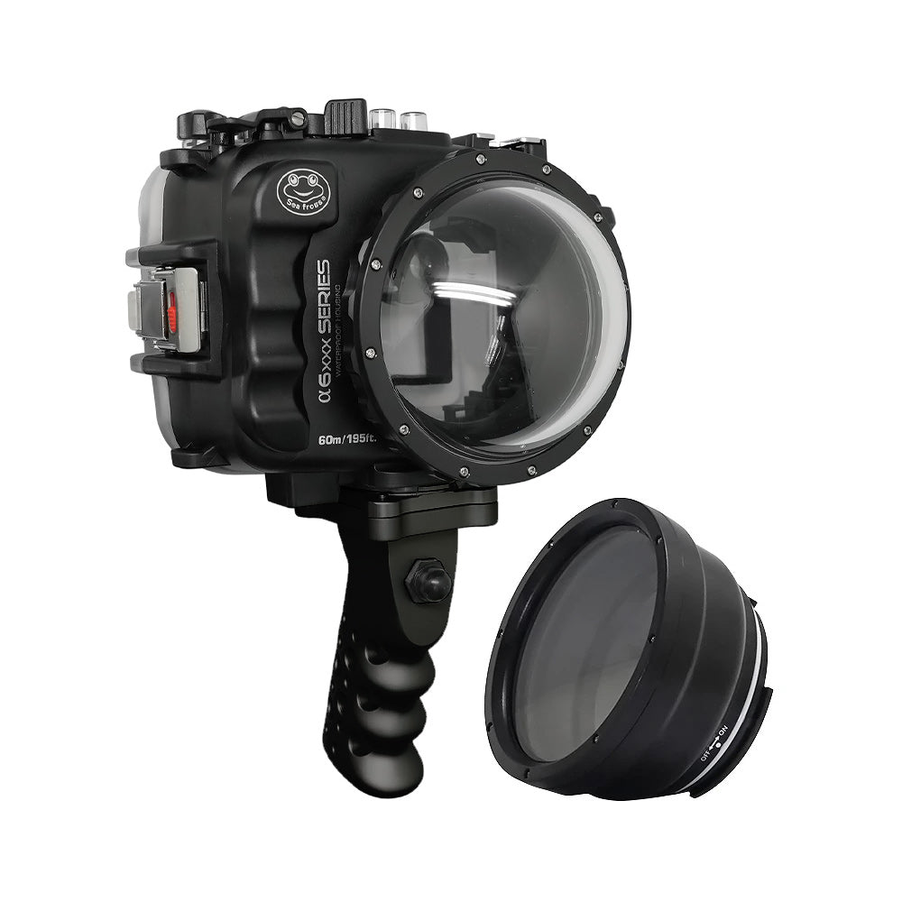 SeaFrogs UW housing for Sony A6xxx series Salted Line with Aluminium Shutter Grip & 4" Dry Dome Port (Black) / GEN 3 - Image 2