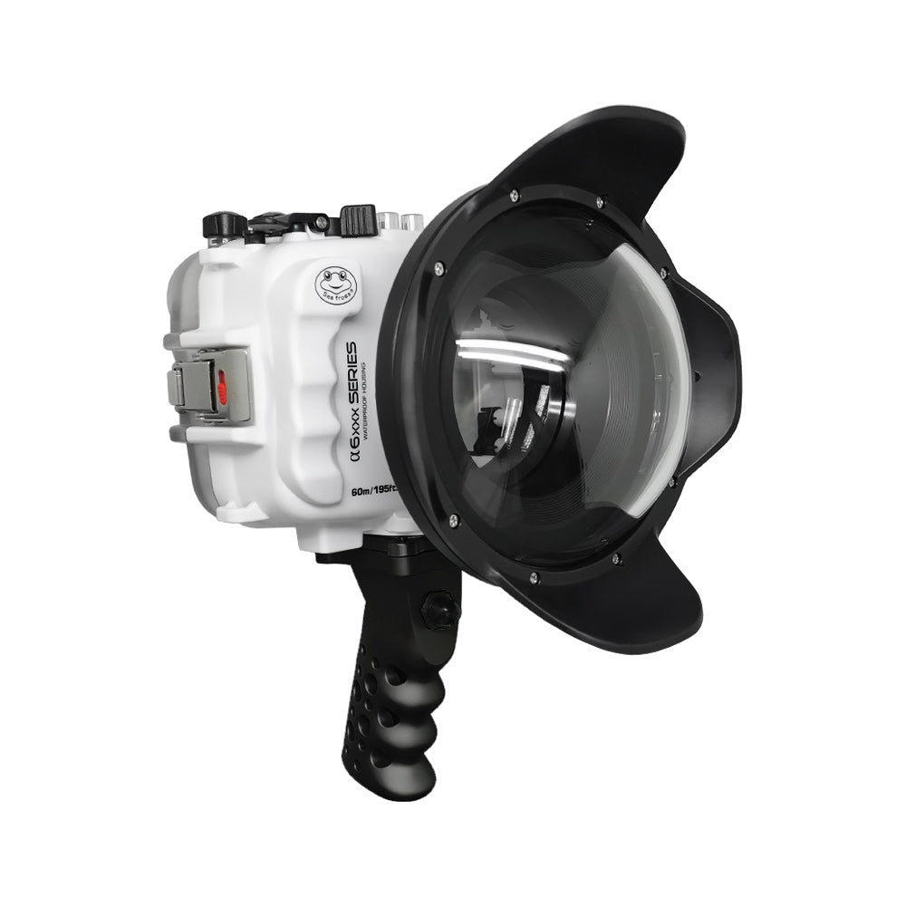 SeaFrogs UW housing for Sony A6xxx series Salted Line with Aluminium Shutter Grip & 6" Dry dome port (White) / GEN 3