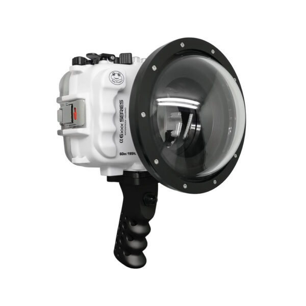 SeaFrogs UW housing for Sony A6xxx series Salted Line with Aluminium Shutter Grip & 6" Dry dome port (White) - Surfing photography edition / GEN 3