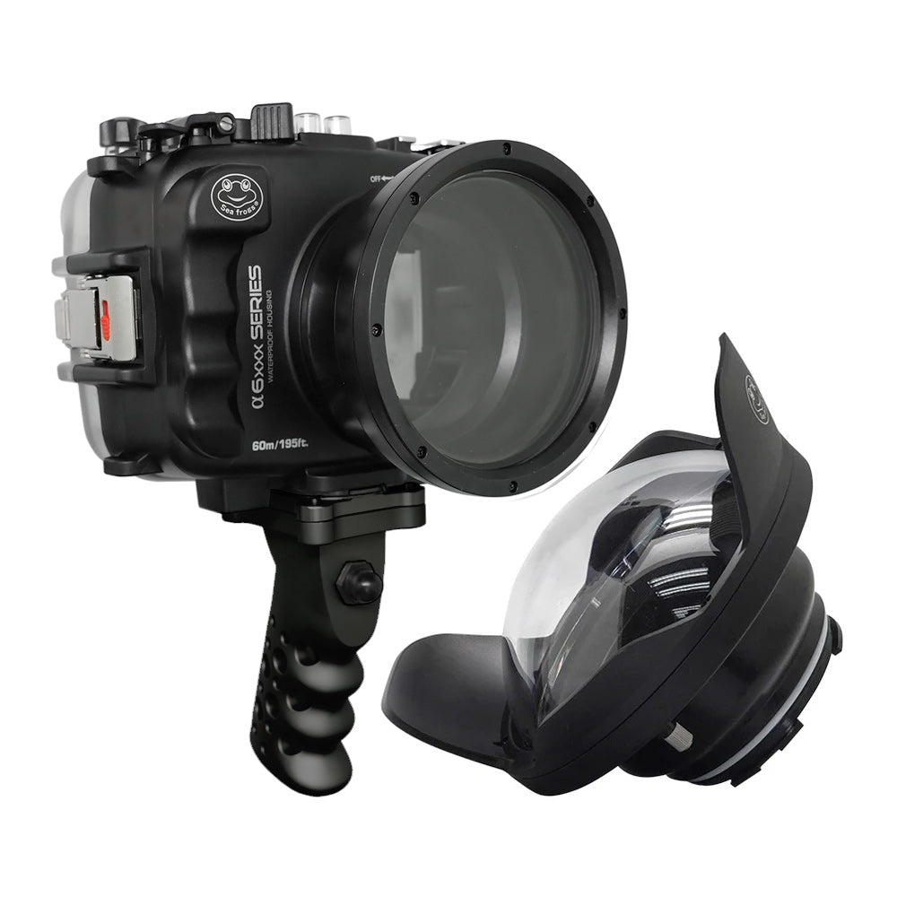 SeaFrogs UW housing for Sony A6xxx series Salted Line with Aluminium Shutter Grip & 6" Dry dome port (Black) / GEN 3 - Image 2
