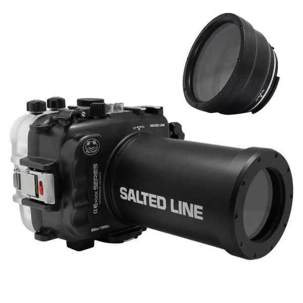 SeaFrogs 60M/195FT Waterproof housing for Sony A6xxx series Salted Line with 55-210mm lens port (Black) / GEN 3