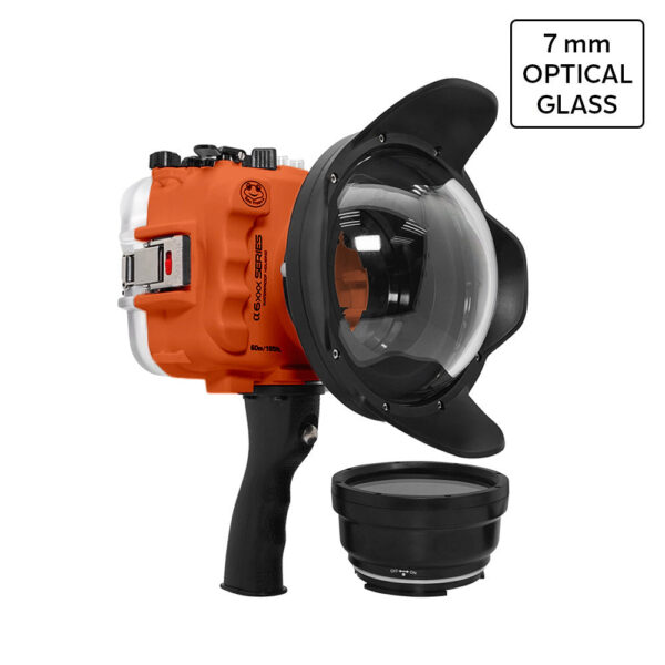 SeaFrogs UW housing for Sony A6xxx series Salted Line with shutter grip & 6" Optical Glass Dry dome port (Orange) / GEN 3