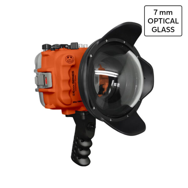 SeaFrogs UW housing for Sony A6xxx series Salted Line with Aluminium Shutter Grip & 6" Optical Glass Dry dome port (Orange) / GEN 3