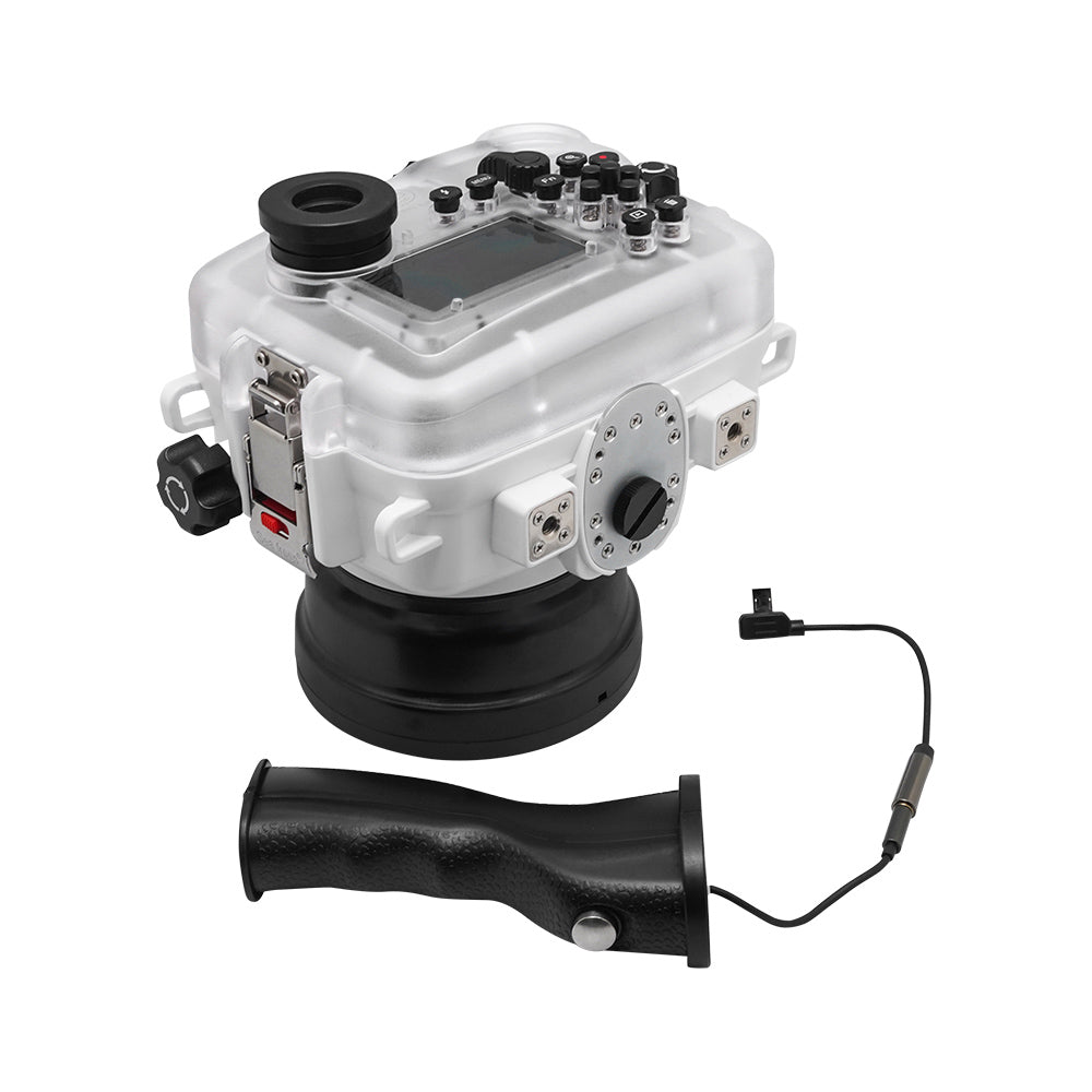 SeaFrogs 60M/195FT Waterproof housing for Sony A6xxx series Salted Line with shutter grip & 55-210mm lens port (White) / GEN 3 - Image 3