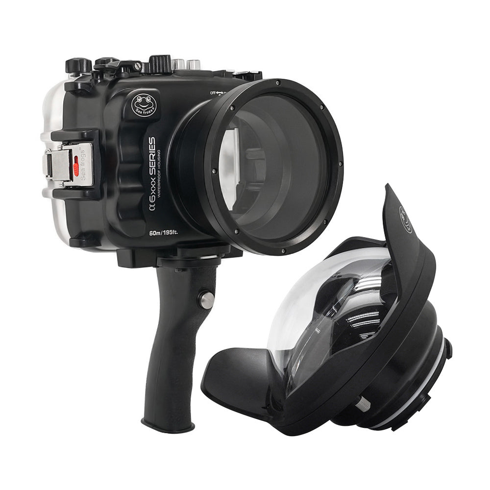SeaFrogs UW housing for Sony A6xxx series Salted Line with shutter grip & 6" Optical Glass Dry dome port (Black) / GEN 3 - Image 2
