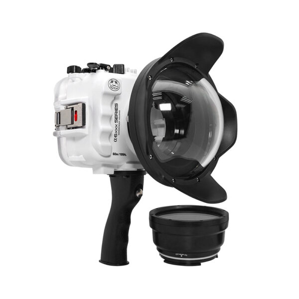SeaFrogs UW housing for Sony A6xxx series Salted Line with shutter grip & 6" Dry dome port (White) / GEN 3