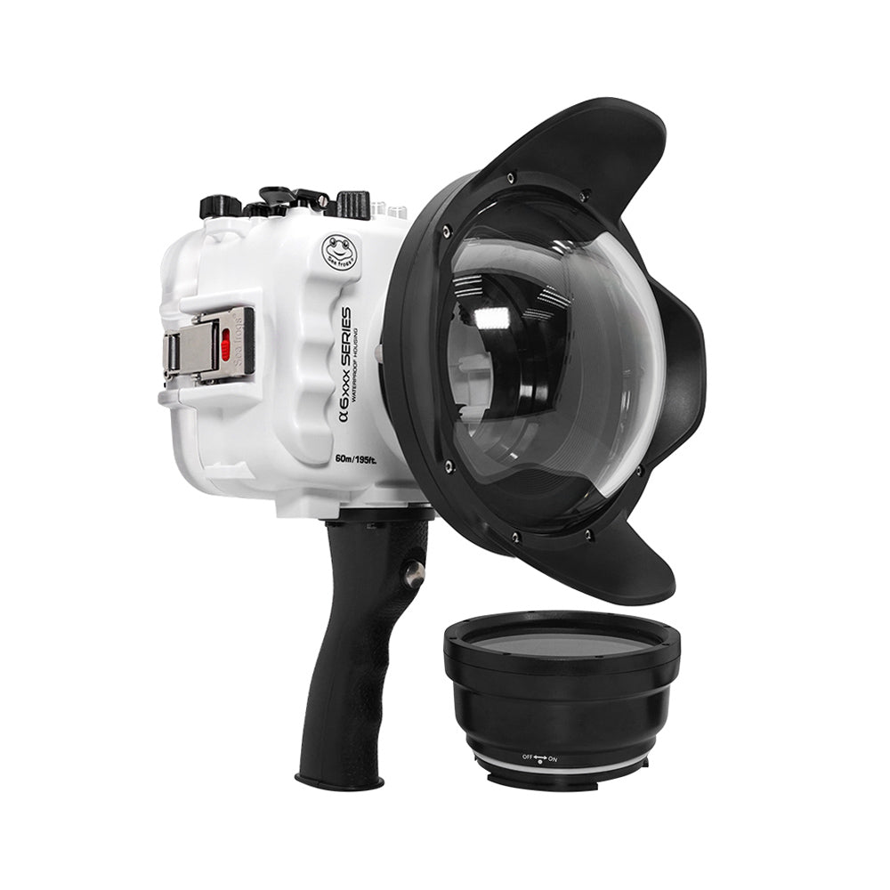 SeaFrogs UW housing for Sony A6xxx series Salted Line with shutter grip & 6" Dry dome port (White) / GEN 3