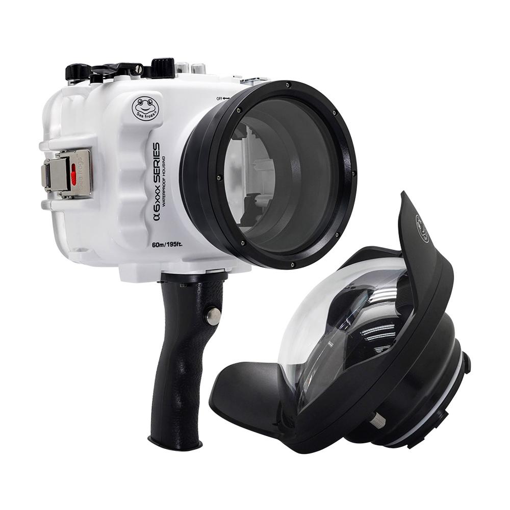 SeaFrogs UW housing for Sony A6xxx series Salted Line with shutter grip & 6" Dry dome port (White) / GEN 3 - Image 2