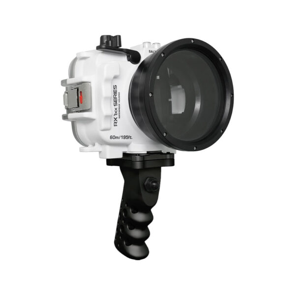 60M/195FT Waterproof housing for Sony RX1xx series Salted Line with Aluminium Shutter Grip (White)