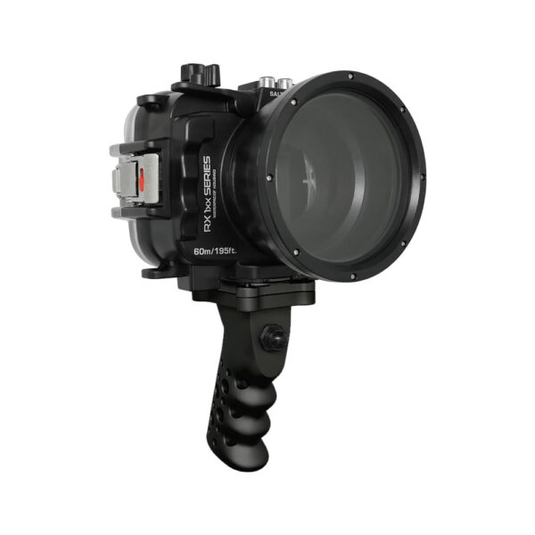 60M/195FT Waterproof housing for Sony RX1xx series Salted Line with Aluminium Shutter Grip (Black)