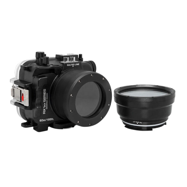 60M/195FT Waterproof housing for Sony RX1xx series Salted Line with 67mm threaded short / Macro port for Sony RX100 VI / VII (Black)