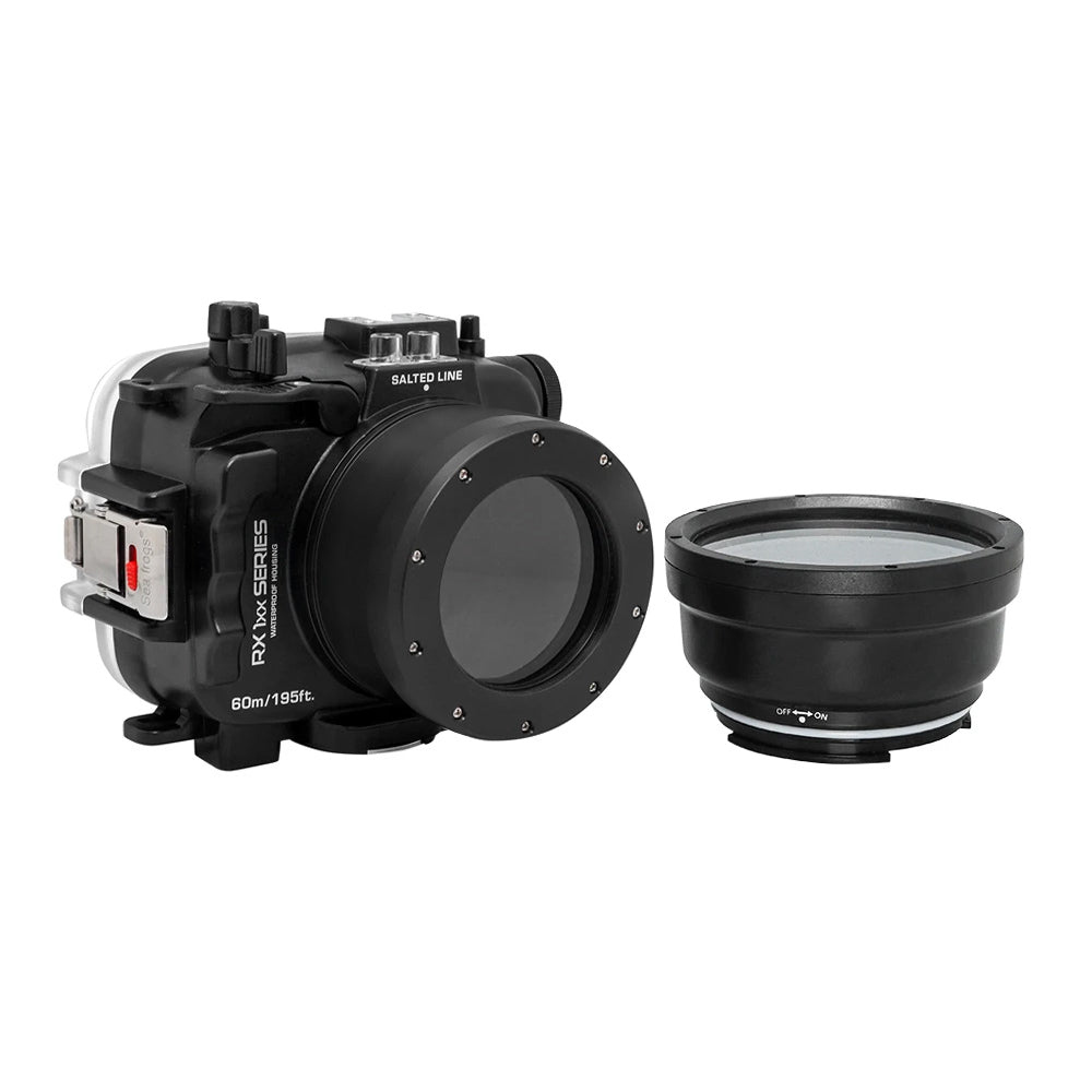 60M/195FT Waterproof housing for Sony RX1xx series Salted Line with 67mm threaded short / Macro port for Sony RX100 VI / VII (Black)