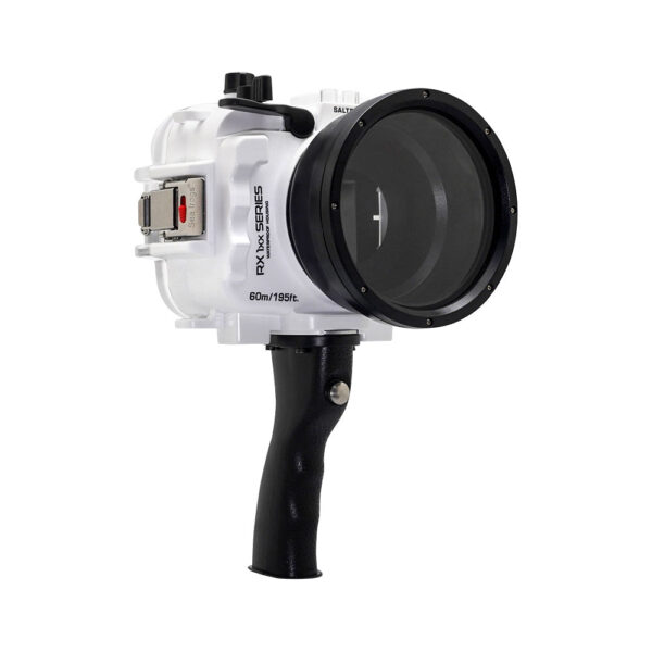 60M/195FT Waterproof housing for Sony RX1xx series Salted Line with Shutter grip (White)