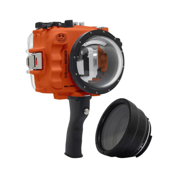 SeaFrogs UW housing for Sony A6xxx series Salted Line with shutter grip & 4" Dry Dome Port (Orange) / GEN 3