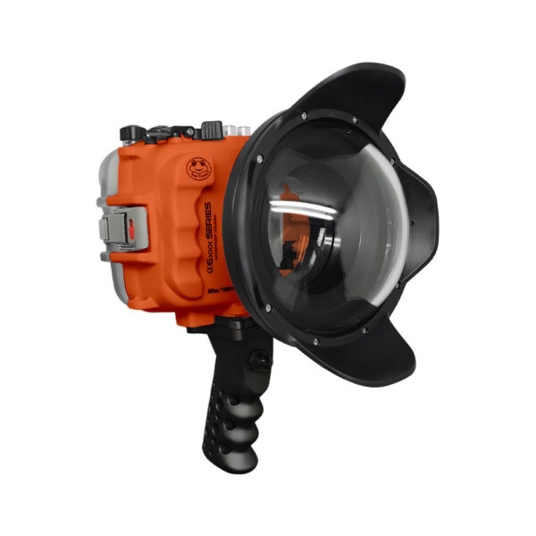 SeaFrogs UW housing for Sony A6xxx series Salted Line with Aluminium Shutter Grip & 6" Dry dome port (Orange) / GEN 3